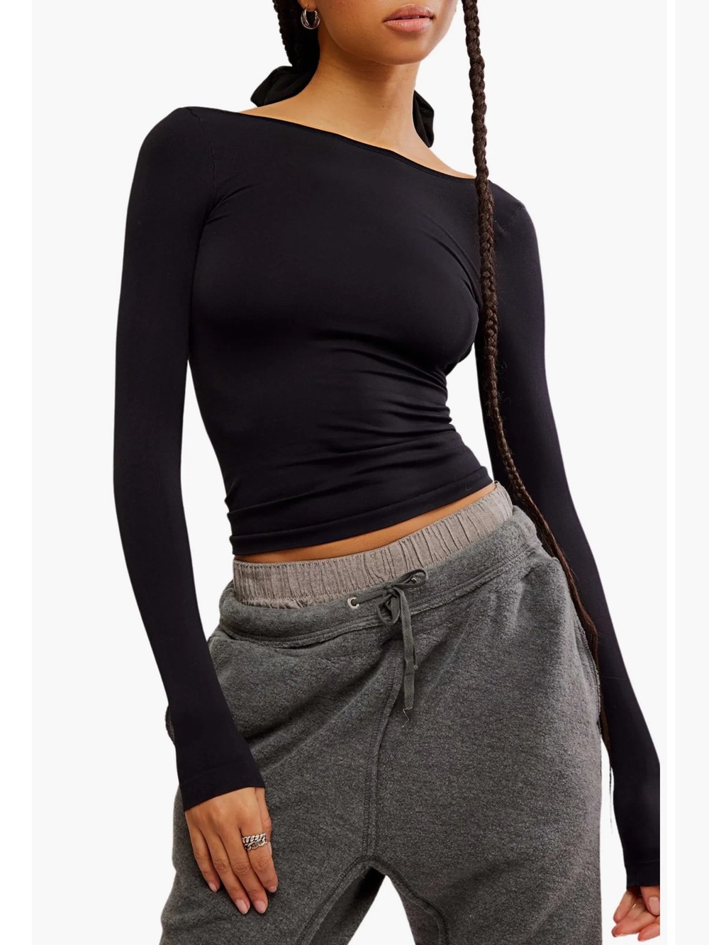 Free people black Low Back Seamless Long Sleeve Top size XS/S